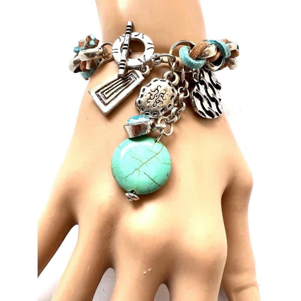 Blue-Brown Chain Fashion Bracelet With charms